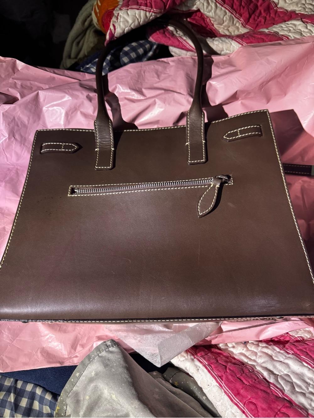 Dooney & Bourke Florentine Brown Leather Tote Bag satchel MSRP$350 - Picture 2 of 11